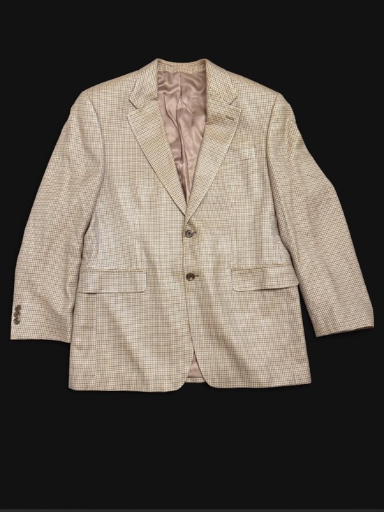 Ralph Lauren Other - Ralph Lauren Tan Beige Check Sports Coat 100% Silk